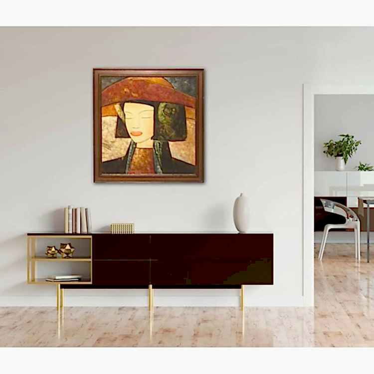 Şapkalı Kız 73x76 cm Yağlıboya Tablo