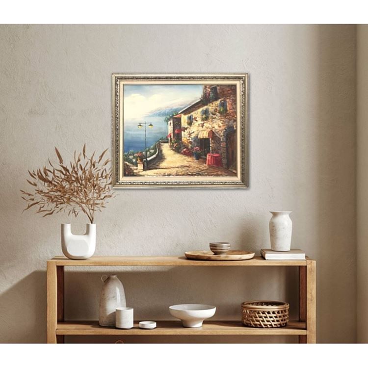 Akdeniz Evleri 62x72 cm Yağlıboya Tablo